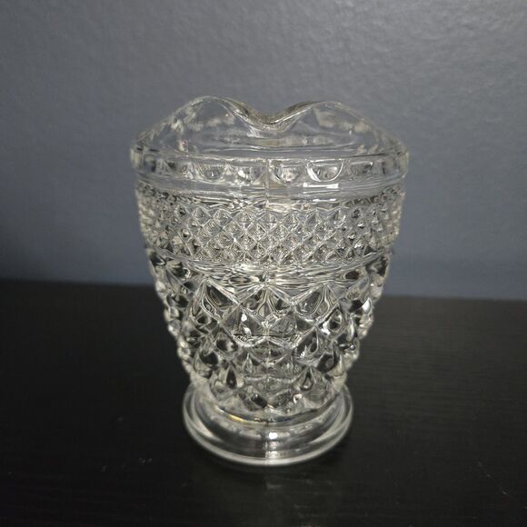Vintage Anchor Hocking Wexford - Clear Glass Creamer - Diamond Pattern - 4" tall - Picture 3 of 7